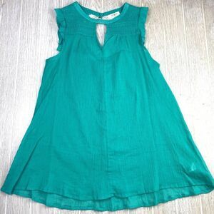 Umgee Teal green Cap Sleeve keyhole ruffled blouse.  Women's Small